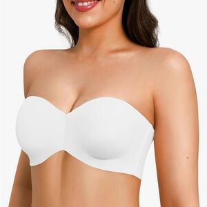 Womenβs Poplish Strapless Push Up Minimizer Underwire Bra - White Size 38DDD